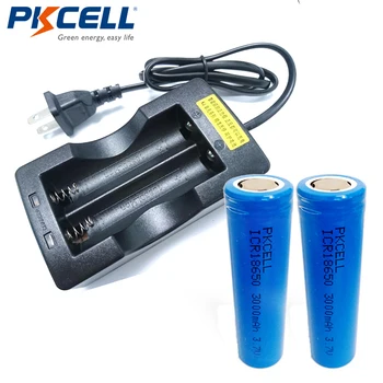 

2Pcs*PKCELL ICR18650 3000mAh Real Capacity 18650 3.7V Li-ion Rechargeable Batteries+1pcs Battery Charger For 18650 Battery