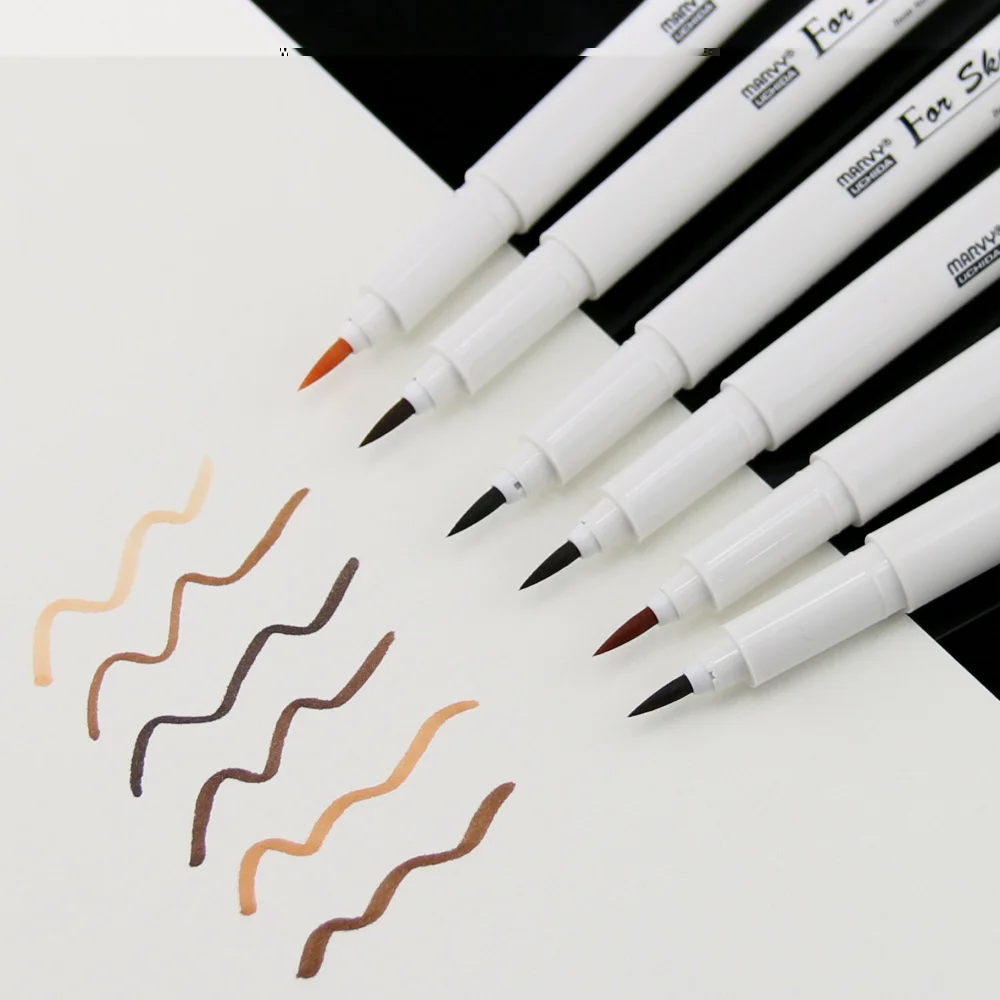 6 PCS Japan Imported Ilustrating Cartoon Design Sketch Brush Marker Pen Grey Brown Water Based Permanent Ink Arte Marcadores