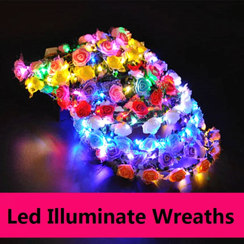 

1Pcs Led Illuminate Wreaths Electric Electronis DIY Accessory Decorative Flowers Accessories Scrapbooking Gift Head Artificial