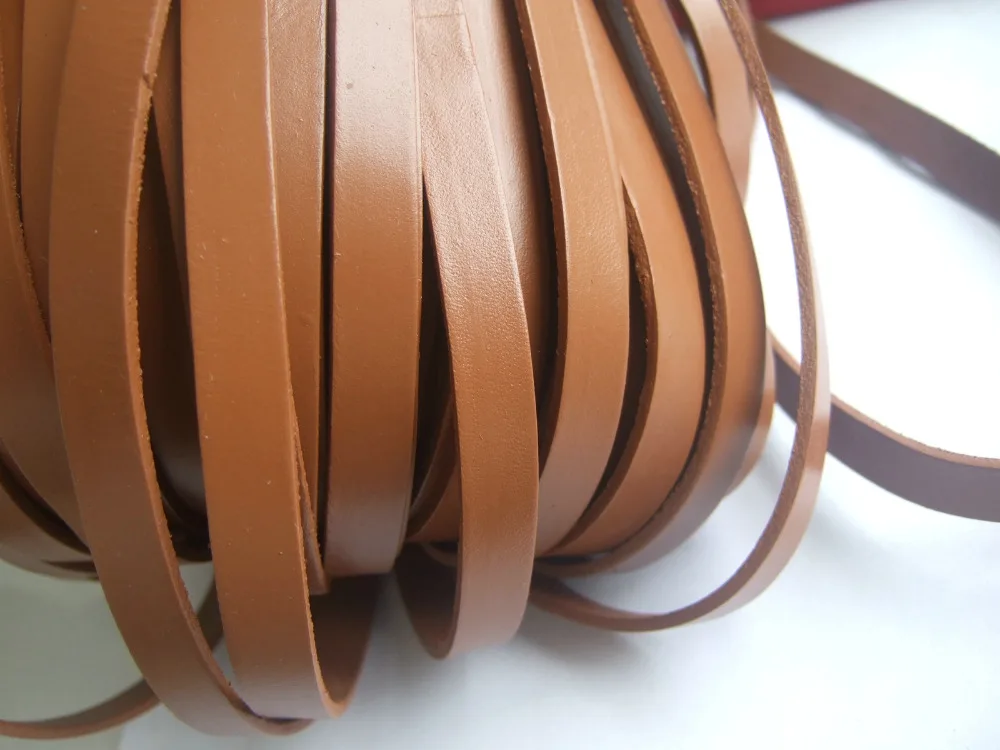 Buy 5 Meters 11*2mm Brown Genuine Real Flat Leather