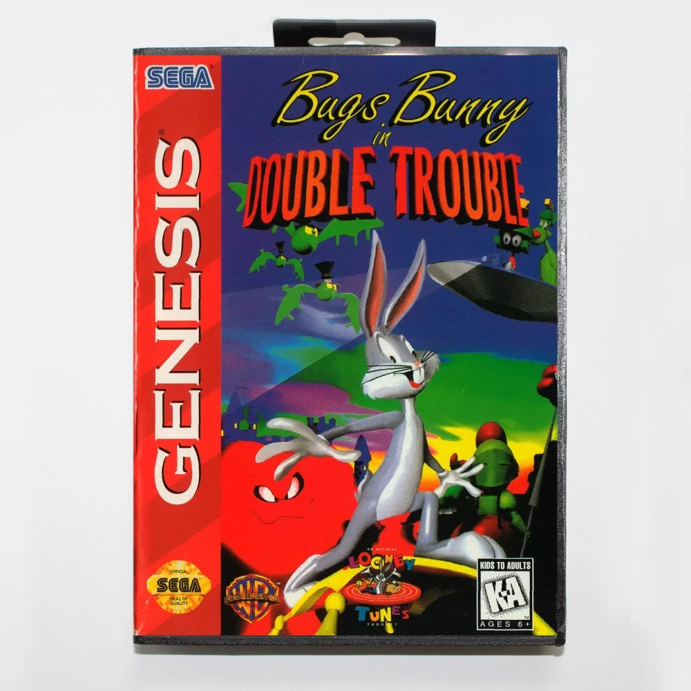 

New 16 bit MD game card - bugs bunny double trouble with Retail box For Sega genesis system
