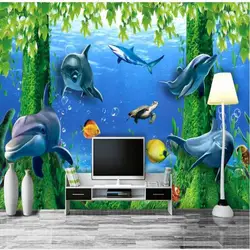 Beibehang индивидуальные большой масштаба фрески Фэнтези подводный Wonderland 3D Дельфин ТВ фон обои papel де parede