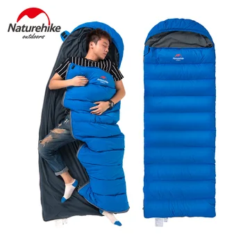 

Naturehike Envelope sleeping bag portable camping hiking outdoor NH15S007-D (190+30)*75CM filling 300G duck down sleeping bag
