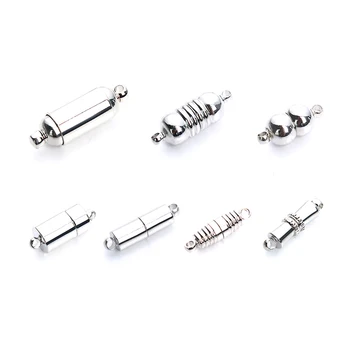 

10sets Rhodium Color Copper Strong Magnetic Clasps for 5/7/8mm Round Leather Cord Necklaces & Bracelets Clasps Jewelry Making