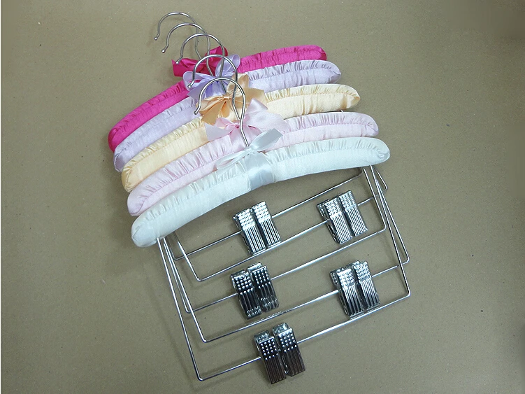 [Free shipping] Children's Style,Cute Satin Padded Hanger with Clips