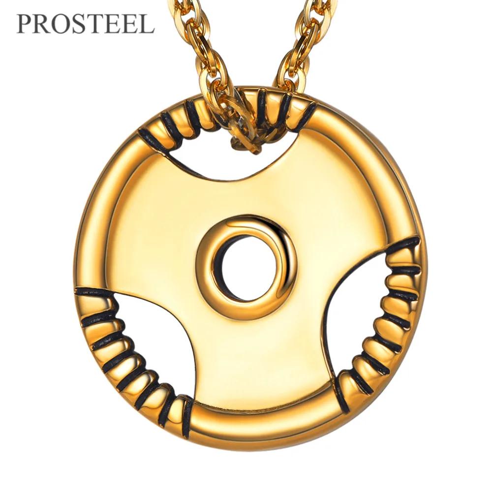 PROSTEEL Titanium Stainless Steel Men Dumbbell Pendant Fitness Barbell