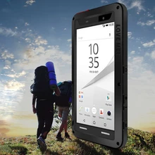 Для sony Z5 компактного футляра со большой металлический чехол для sony Xperia Z5 Compact Роскошные Алюминий грязи Водонепроницаемый противоударный чехол