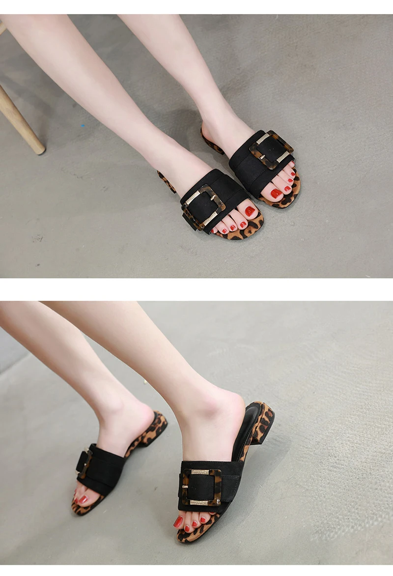 Дизайн слайдов Для женщин Летние Тапочки женские Шлёпанцы обувь домашние тапки Дамская обувь леопардовые шлепанцы мода пряжки плюс Размеры