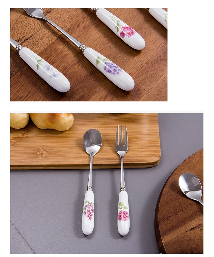 Cutlery Tableware Set with Gift Box Chinese Ceramic Fork Spoon Flatware Set Stainless Steel Dinnerware Christmas Gift9