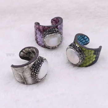 

10 pcs Natural pearl rings natural stone rings handcrafted mix colors wholesale jewelry fashion druzy jewelry for women 3433