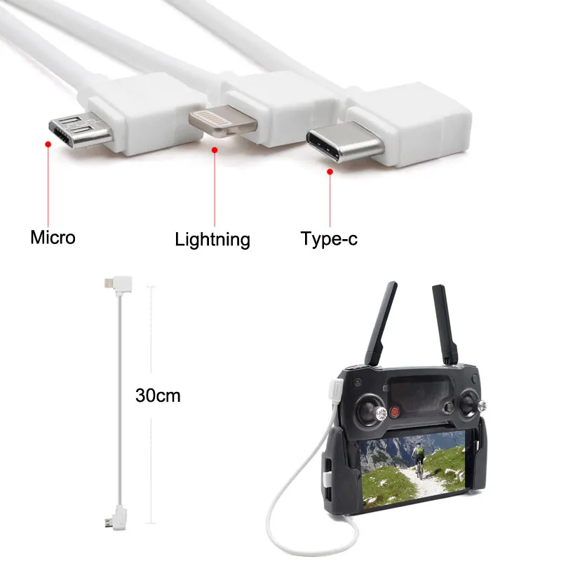 

DJI Mavic pro Control Micro USB Type-c IOS Android OTG Data Cable Line 30CM For DJI Mavic pro /air / iPhone Table