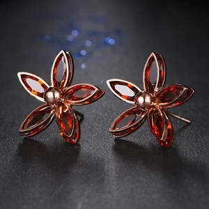 Rose Gold Color Be8 бренд цветок форма огранка маркиз серьги-гвоздики Стразы для женщин модные ювелирные изделия путешествия вечерние шоу Brincos Pendientes E-220 - Окраска металла: Rose Gold Color