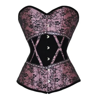 

Sexy Pink Gothic Punk Chest Binder Waist Cincher Spiral Boned Tummy Control Women Overbust Corsets Body Shaper Vintage Shapewear