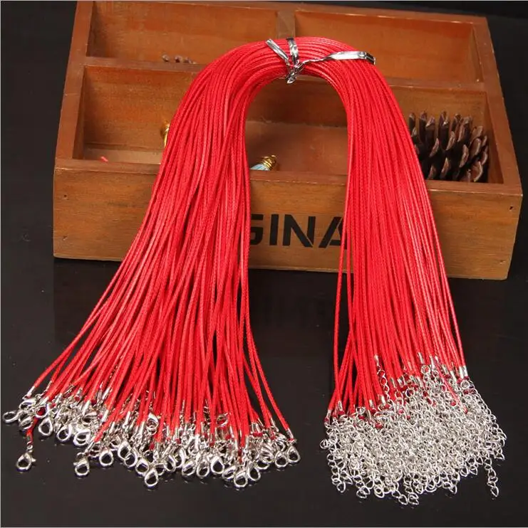 Wholesale 20pcs/lot 1.5mm Multicolor Leather Cord Wax Rope Chain Necklace with Lobster Clasp DIY Jewelry Accessorie Z570