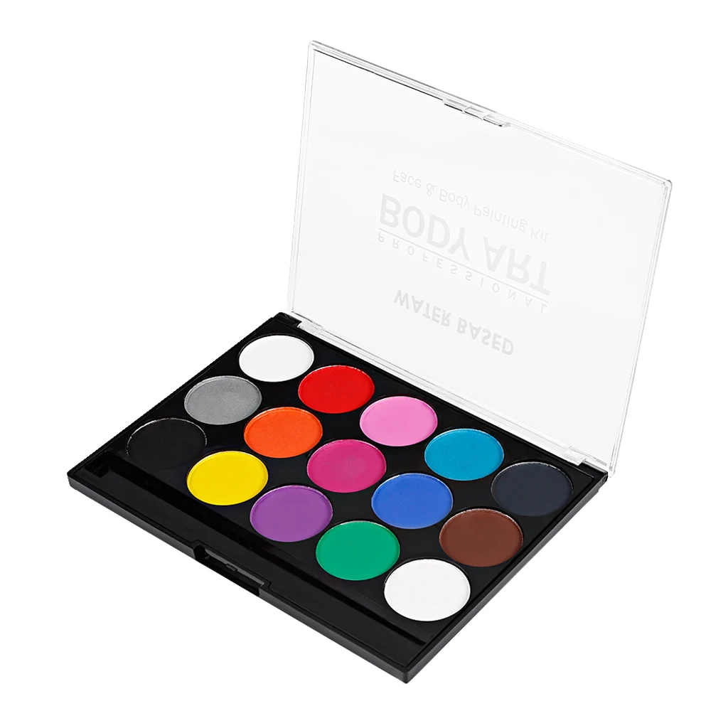 Günstig Wasser Basierend Gesicht Malen Palette15 Farben ungiftig Kinder Sicher Gesicht Körper Malerei Kit für Halloween oder Weihnachten Party make up