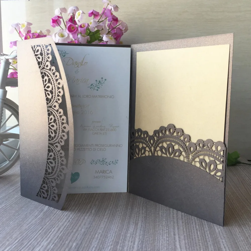 50pcs laser cut pearlescent paper flower tri folded