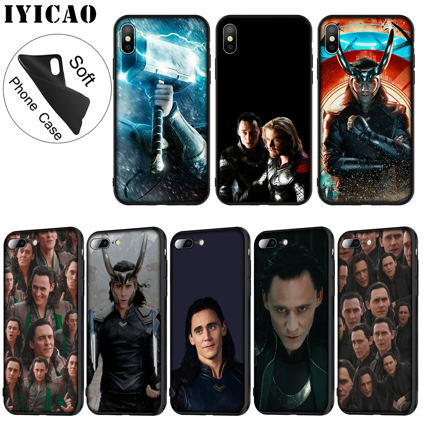 IYICAO Thor Marvel Loki Soft Silicone Phone Case for iPhone XR X XS 11 Pro Max 6 6S 7 8 Plus 5 5S SE TPU Black Cover |