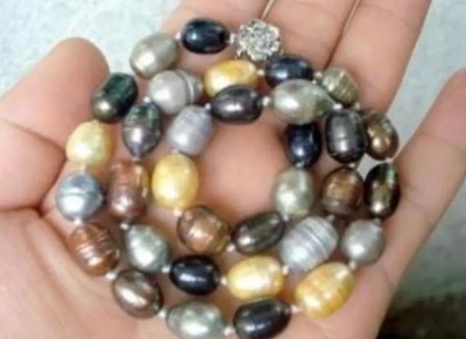 

HOT## Wholesale FREE SHIPPING >>> 9-10MM NATURAL TAHITIAN COLOR PEARL NECKLACE 18