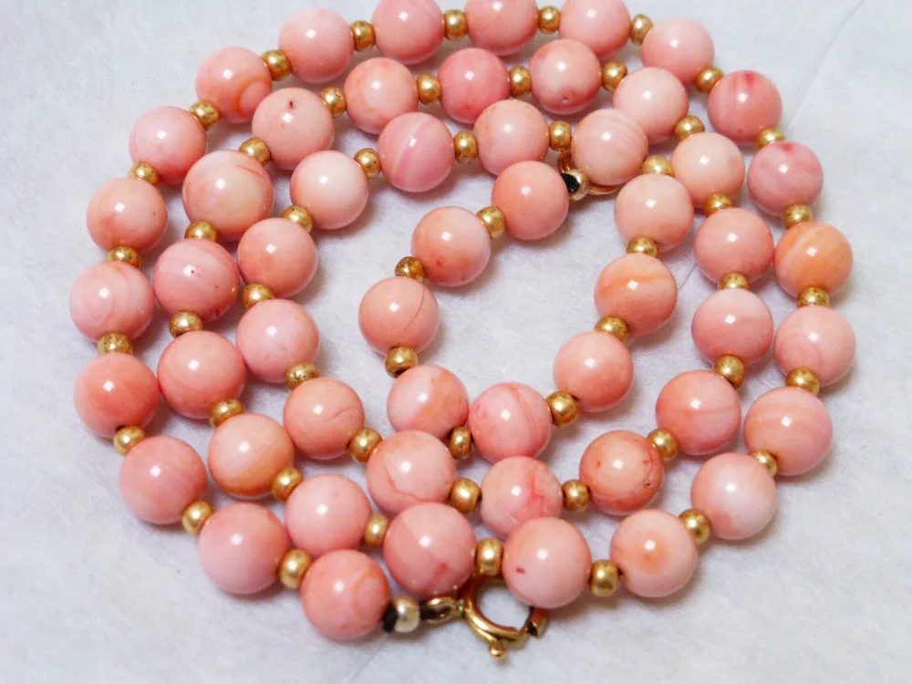 

1156 NATURAL ANGEL SKIN MEDITERANEAN CORAL BEAD NECKLACE,