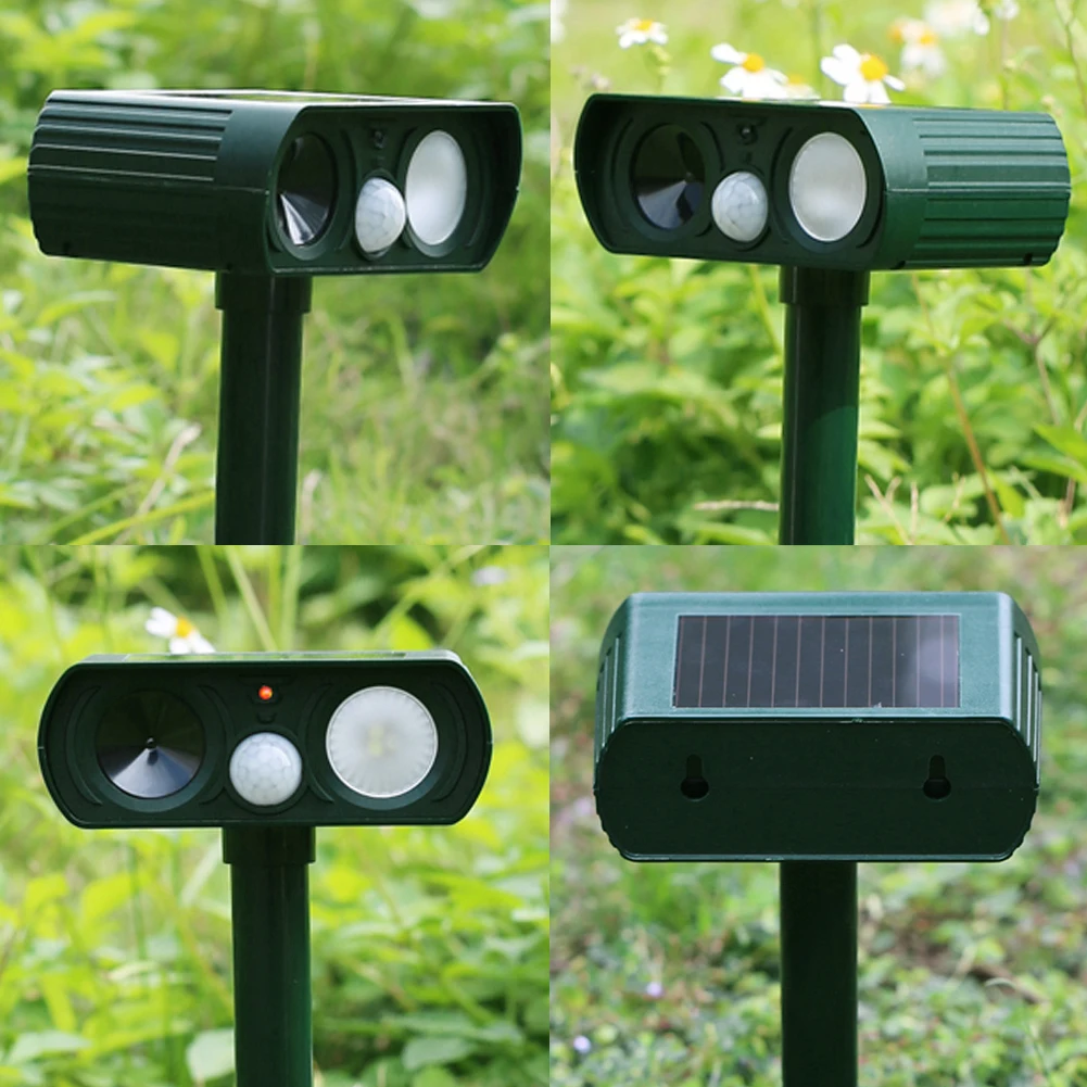 

Ultrasonic Dog Cat Repeller Motion Solar Power Eco-friendly LED PIR Animal Deterrent Fox Mouse Useful Garden Animal Control