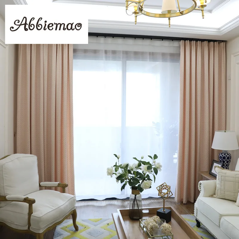 Abbiemao American Style Cotton Polyester Jacquard Curtain Cloth Simple Decorative For Living Room Windows And Balcony | Дом и сад