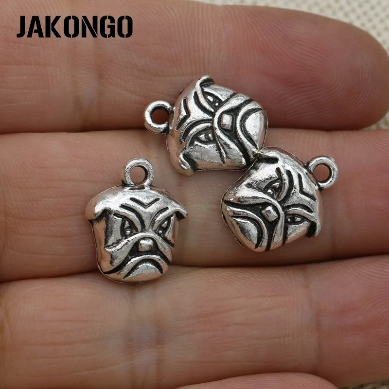 JAKONGO Античная Посеребренная голова собаки подвески кулон для изготовления