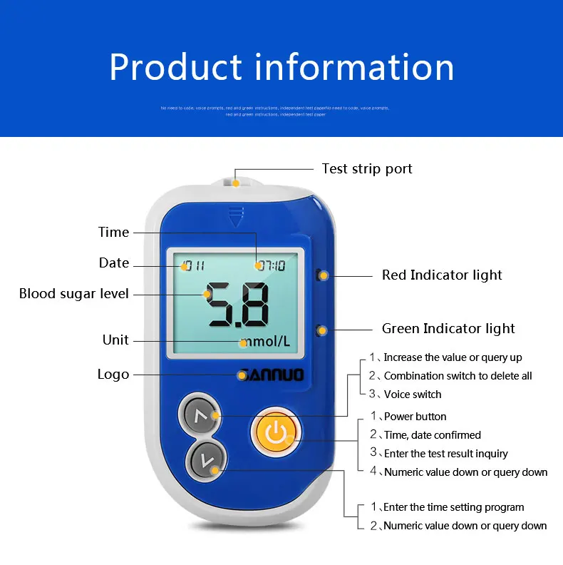 Sannuo GA-6 глюкометр медицинский монитор для диабетиков с полосками и ампланцетами система контроля уровня глюкозы в крови тест сахара в крови Devic