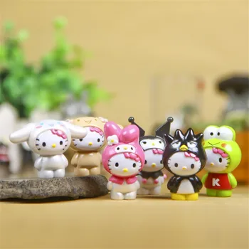 

6pcs/set hello kitty Home Decoration Mini Toys Handicrafts Miniatures Colorful Action Figures Collection Model Toys