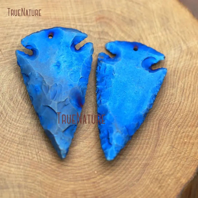 20171208-PM8215- Blue Flint Pendant Titanium Hammered Arrowhead Pendant_2