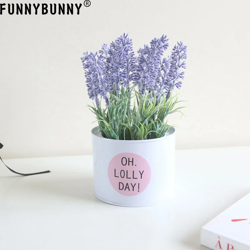 FUNNYBUNNY разноцветные искусственные цветочные РАСТЕНИЯ лаванды в белых