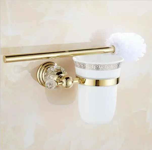 Bathroom Hardware Set Bathroom Hardware Accessories Golden Polished Brass & Crystal Bathroom accessories Bath Hardware Set Towel Rack Towel Bar Paper Holder Soap Dish JM2221