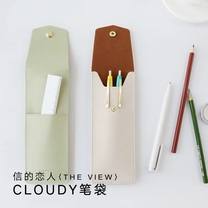 

6 Colors Pencil Case, PU Leather Storage Bag, Simple Pen Holder, Kawaii Stationary Cute Supplies