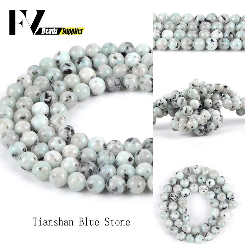 

Natural Stone Beads 4mm-12mm Tianshan Blue Spot Stone Round Beads for Diy Jewelry Making Women Men Bracelets Accessories 15inch