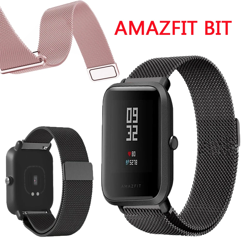 Ремешок для часов для Xiaomi Huami Amazfit ремешок Bip браслет из нержавеющей стали Amazfit gts/gtr 42 мм ремешок магнитная пряжка