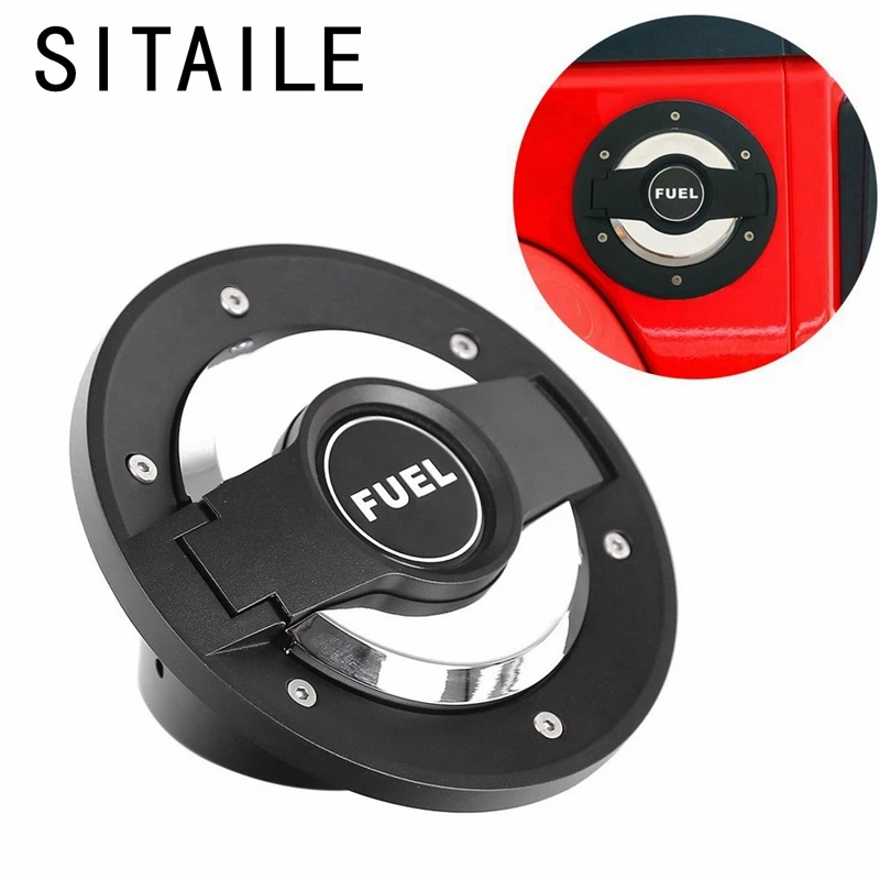 

SITAILE Gas Tank Cap Cover Fuel Filler Door for 2007-2017 Jeep Wrangler JK 2/4 Door (Black B) Car-Styling Free Shipping