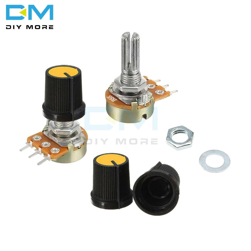 

10PCS 1K 2K B5K B10K B20K B50K B100K B250K B500K 1M Ohm Potentiometer Resistor Linear Taper Rotary Potentiometer with Caps Knob