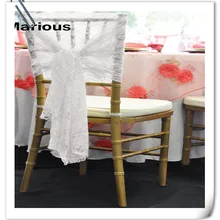 Стиль! 100 шт Марий шифон стул цвета слоновой кости капюшон и кружевная лента для стула