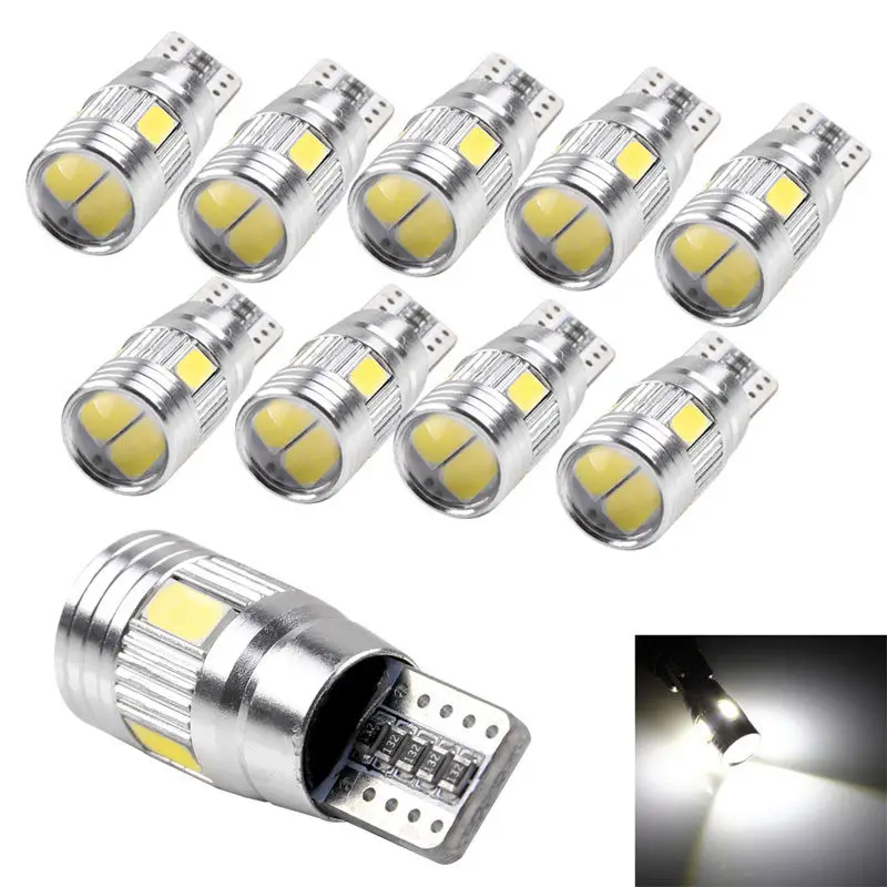10Pcs/Lot T10 501 194 W5W 5630 LED 6SMD Car White CANBUS Error Free Wedge Light Bulb New | Автомобили и мотоциклы