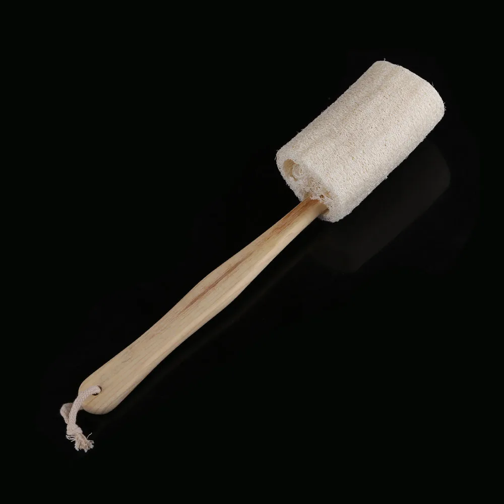 11,7*6 см Новая натуральная люфа длинная ручка деревянная душевая Ванна Задняя щетка Спа скруббер
