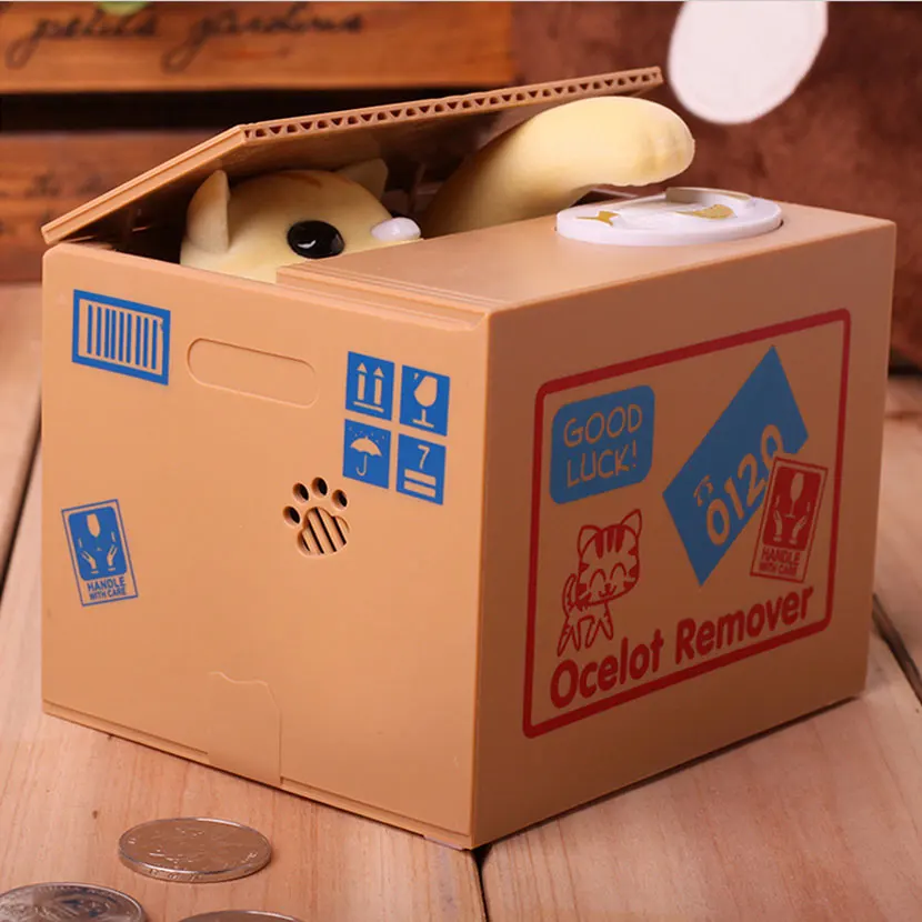 Creative steal money cat piggy bank money to eat Japanese Lucky cat piggy bank Children's electric toy