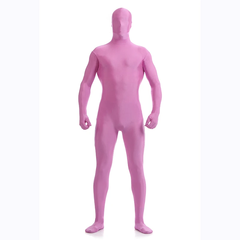 

Men's Pink and Purple Spandex Bodysuit Second Skin Lycra Unisex Full Body Zentai Suit Costume For Halloween Unitard Dancewear
