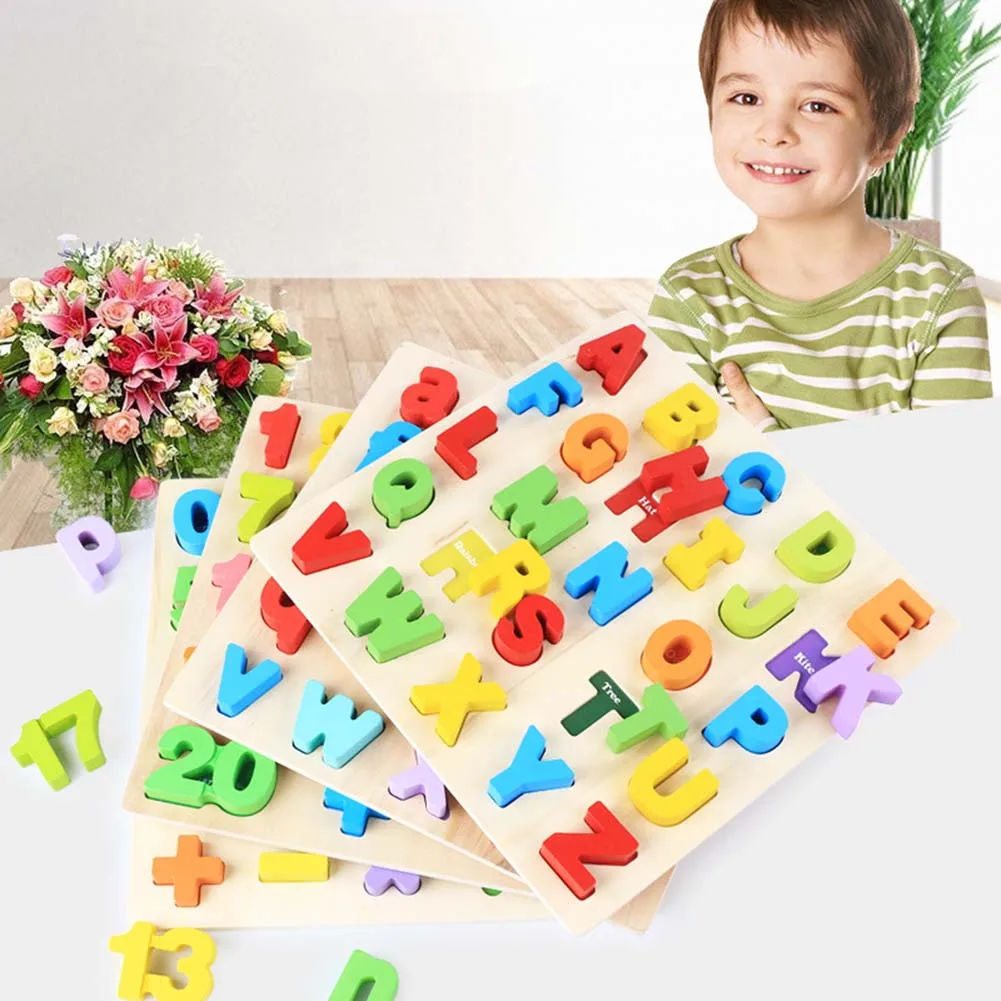 

Wooden Puzzle Toy Colorful English Alphabet/Number Children Jigsaw Kids Learning Educational Toys YH-17
