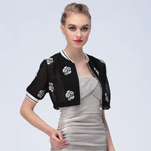 Женская Маленькая шаль радиобрелок бейсбольные куртки болеро Весна Лето с коротким рукавом и молнией шифоновое пальто W364