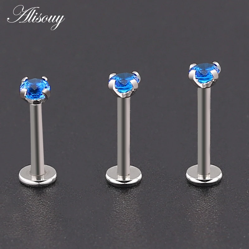 1pc Surgical Steel Zircon Crystal Ear Cartilage Tragus Helix Piercing Labret Lip Studs Ring Internally Thread 16g Body Jewelry piercing jewelry,body piercing earrings,ear piercing jewelry,ear studs,metal jewelry,body piercing jewelry,body jewelry