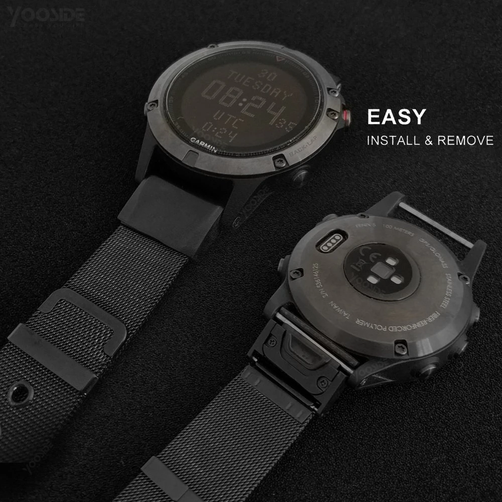 Pulseira de Relógio de Aço Inoxidável para Garmin Fenix Pulseira Quickfit Milanesel 5 - Plus Instinto Precursor 935 6 22mm 10 Fenix 6 pulseira 22mm quickfit milanesel pulseira