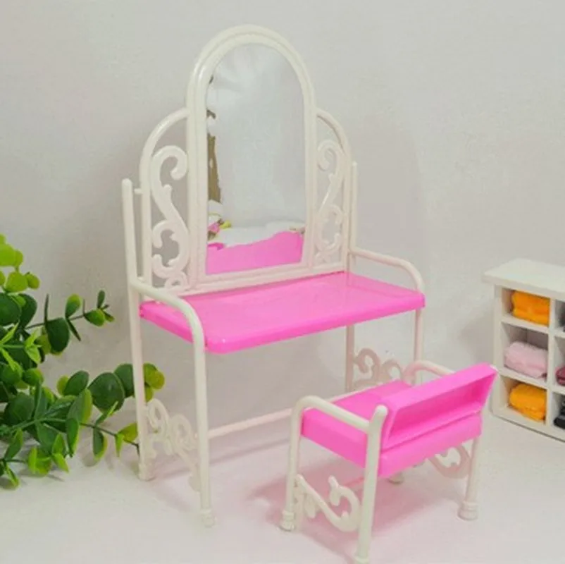 

Dollhouse Furniture Girls Children Cosmetics Toy Dressing Table Sets Accessories Pink Doll Make-up Toys Christmas Girl Gift