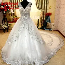 Dubai Kaftan Luxury Ball Gown Diamond Rhinestone Beaded Lace Wedding Dresses 2016 Long White Bridal Gowns vestido de noiva TW19