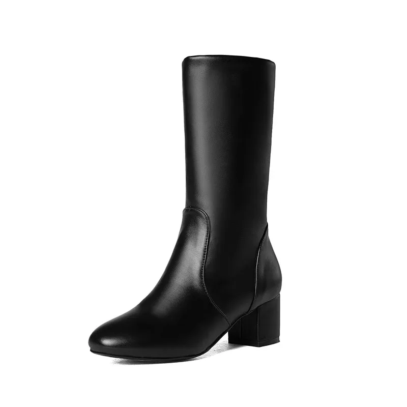

Beautiful Ladies shoes woman Winter ankle boots Square heel Fashion Boots chaussure femme pu leather Adhesive