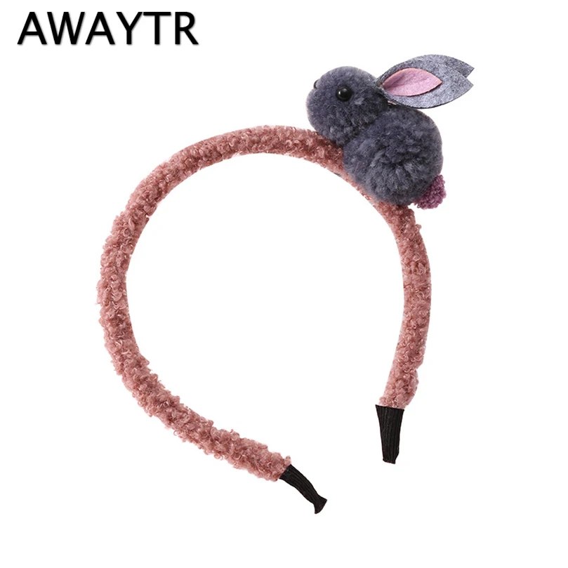 

AWAYTR Children's Headband Girls Cute Bunny Ears Hair Loop Headdress Bezel Korea Plush Hairband Sweet Hair Accessories