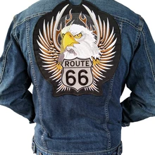 Нашивка на мотоцикл с вышивкой iron on Eagle Route 66, нашивка с большой вышивкой для куртки